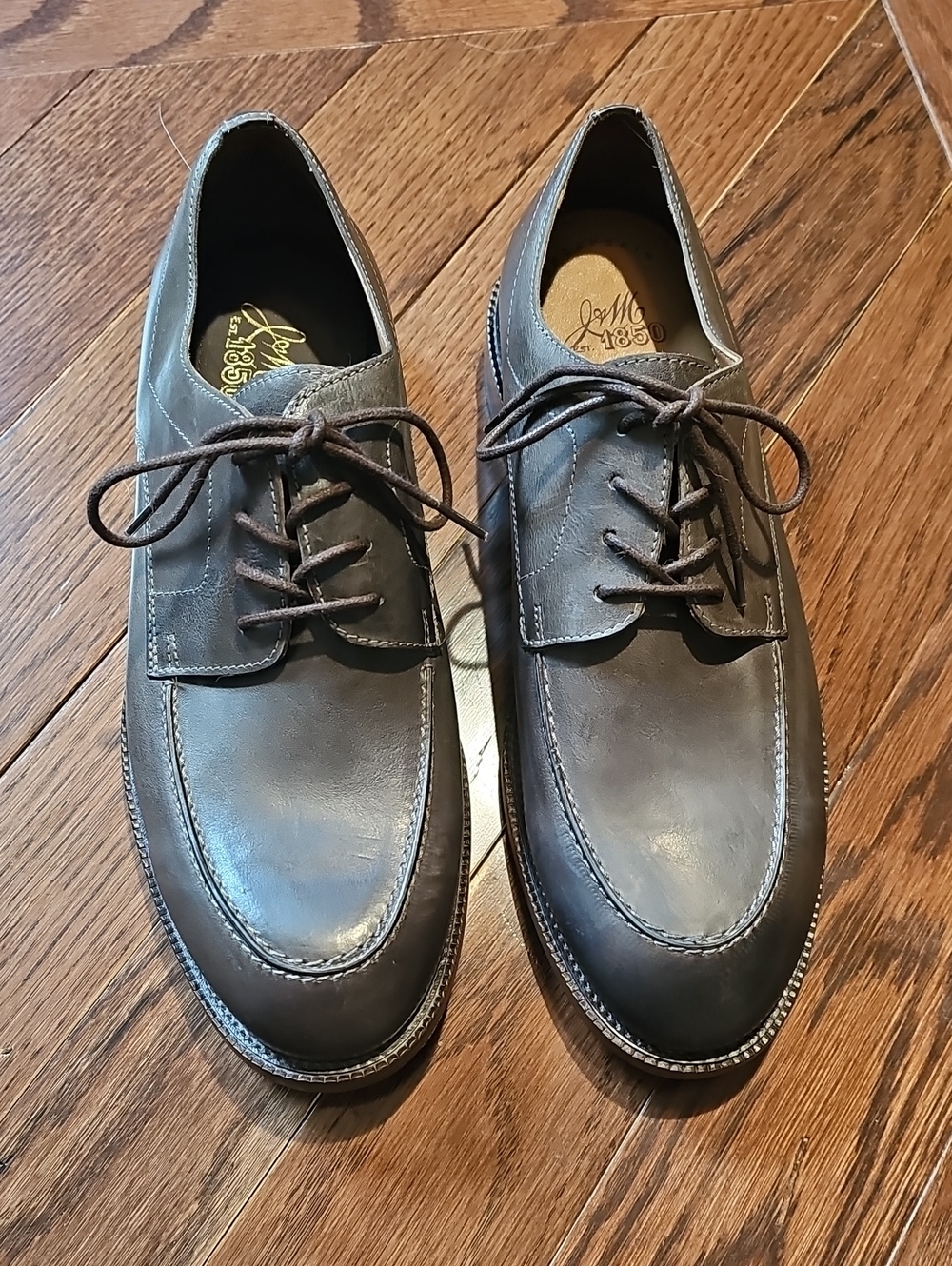 Johnston & Murphy Gray Leather Derby Lace-Up Shoes